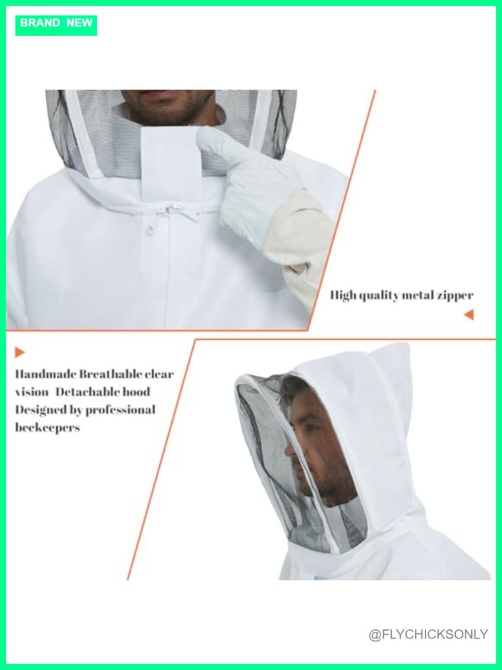 Sting Proof Beekeeping Jacket with Veil & Gloves, X-L, Cotton Blend - Picture 2 of 5